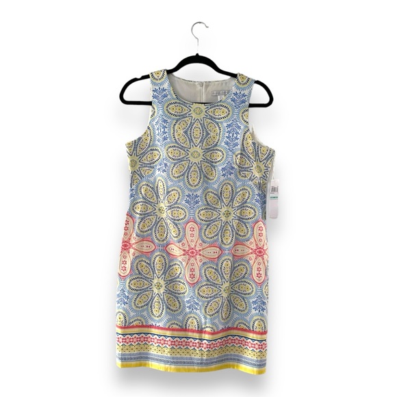NWT London Times Multicolor Floral Mini Sleeveless Sundress Artsy Stretch Size 8 - Picture 1 of 10